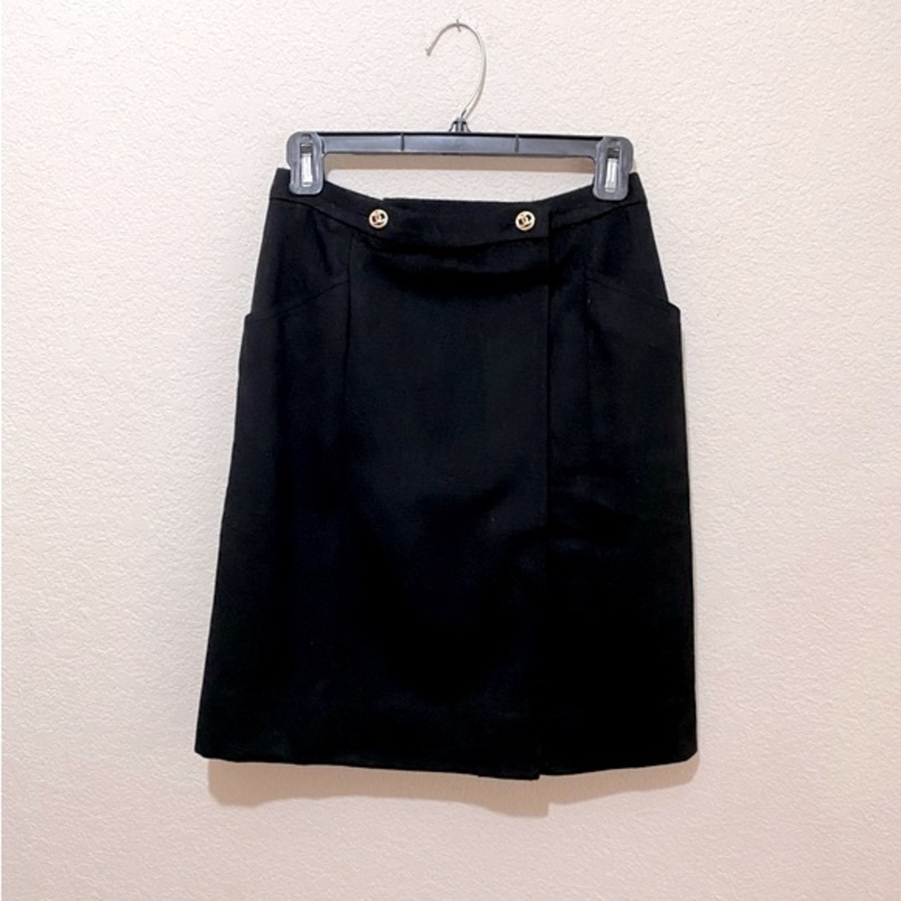 Vintage 80’s CHANEL CC Button Pocket Wrap Skirt Cashmere Wool Blend